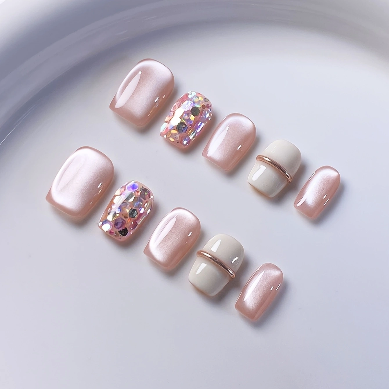 10 pieces of pure handmade alm - Nail Art Simple Elegant บทวิจารณ์และราคา