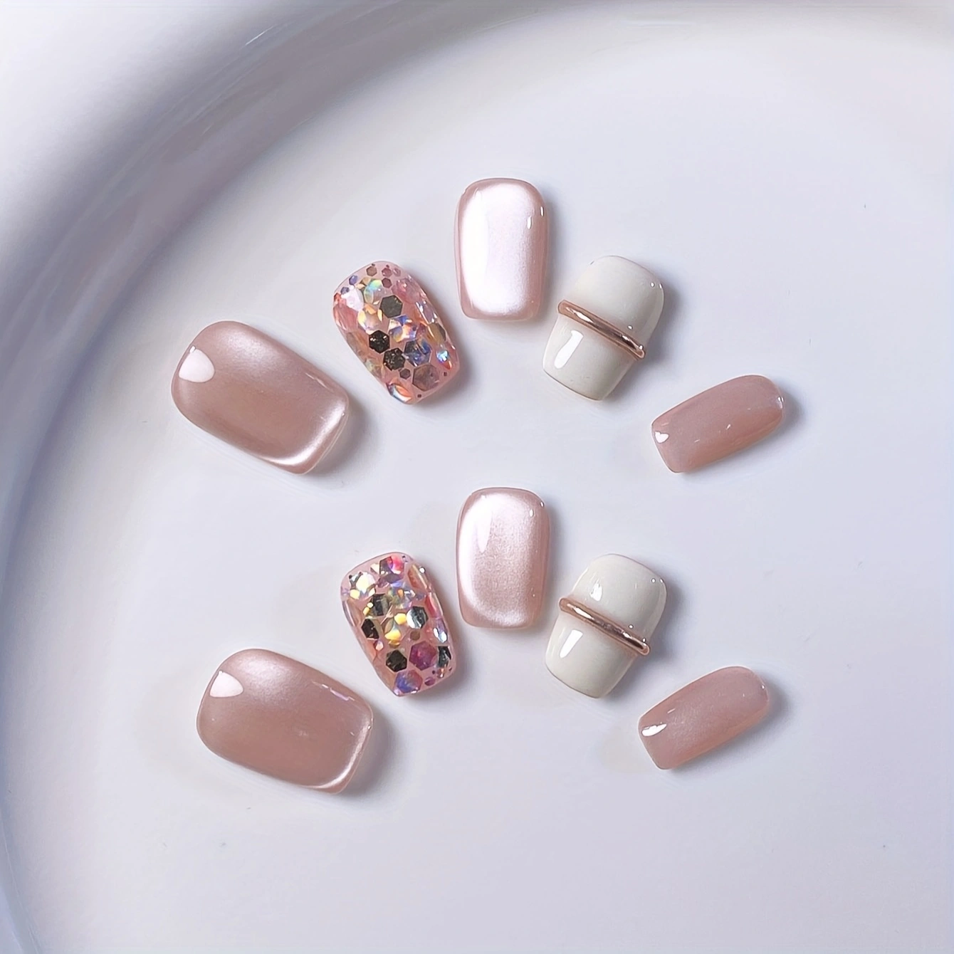 10 pieces of pure handmade alm - Nail Art Simple Elegant บทวิจารณ์และราคา