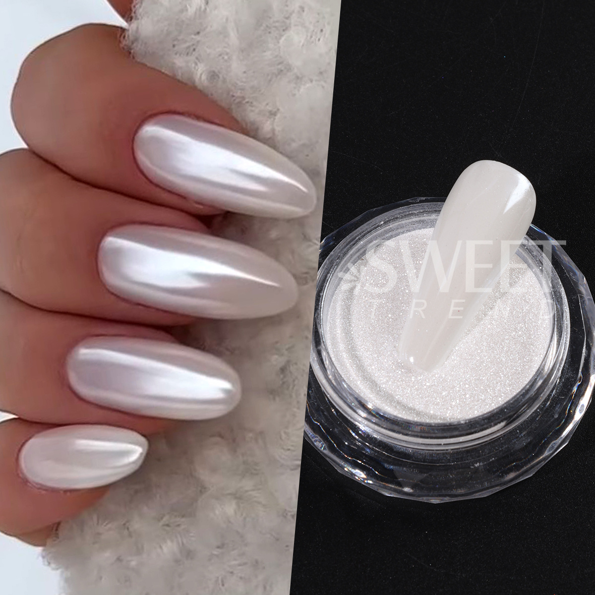 Water Glossy White Nail Chrome - Nail Glitter Chrome บทวิจารณ์และราคา