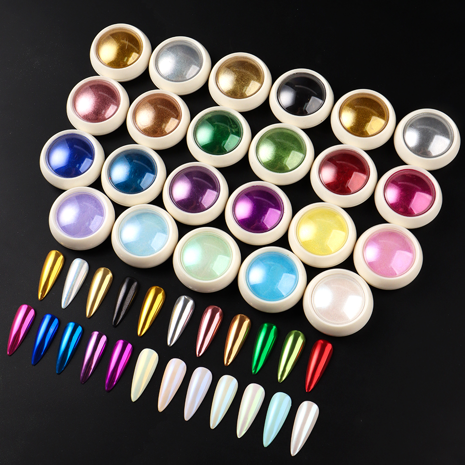 23pcs Chrome Mirror Nail Powde - Nail Glitter Chrome บทวิจารณ์และราคา