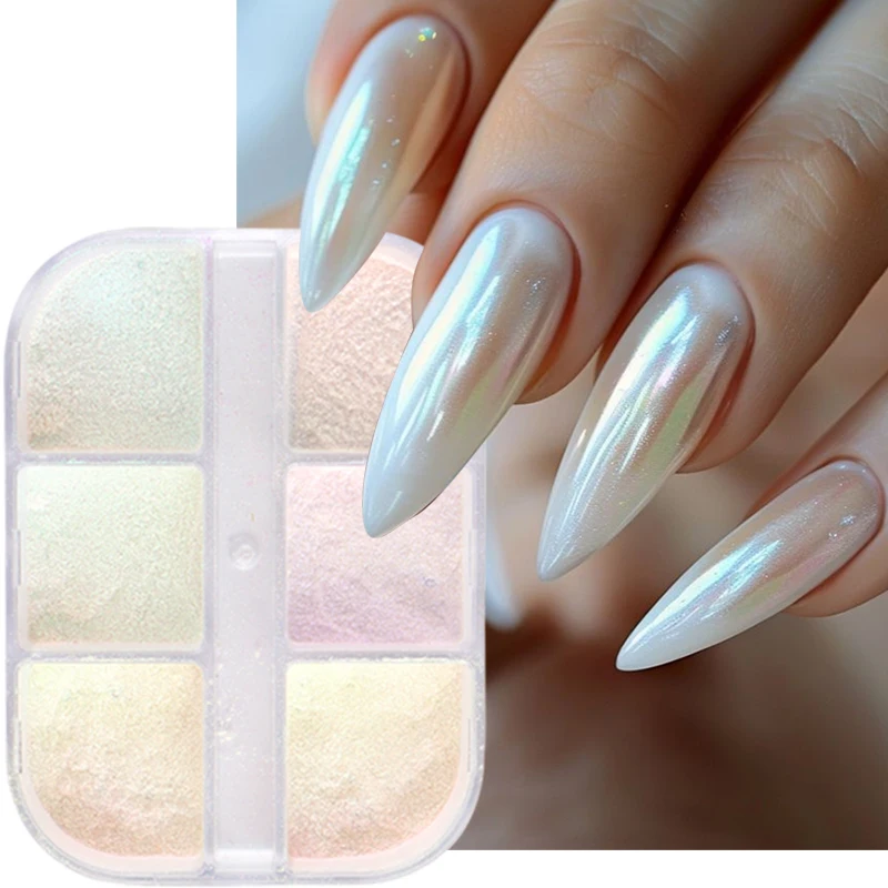 6 Grids Aurora Mirror Nails Po - Nail Glitter Chrome บทวิจารณ์และราคา