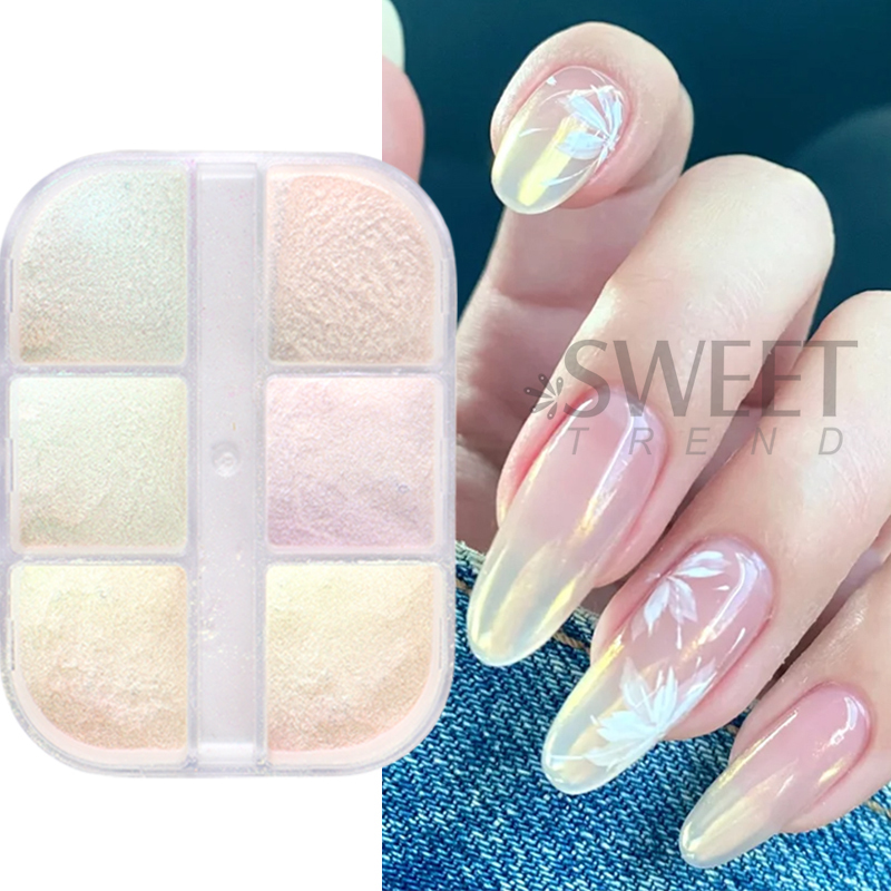 6 Grids Aurora Mirror Nails Po - Nail Glitter Chrome บทวิจารณ์และราคา