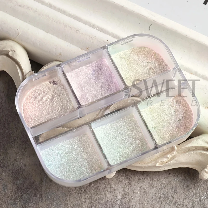 6 Grids Aurora Mirror Nails Po - Nail Glitter Chrome บทวิจารณ์และราคา