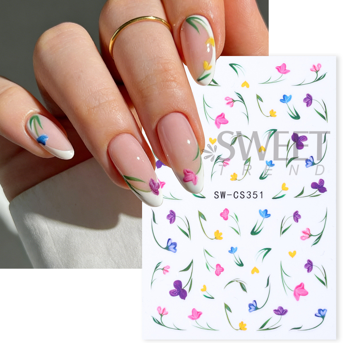 3pcs Summer Vine Flowers Nails - Nail Art Simple Elegant บทวิจารณ์และราคา