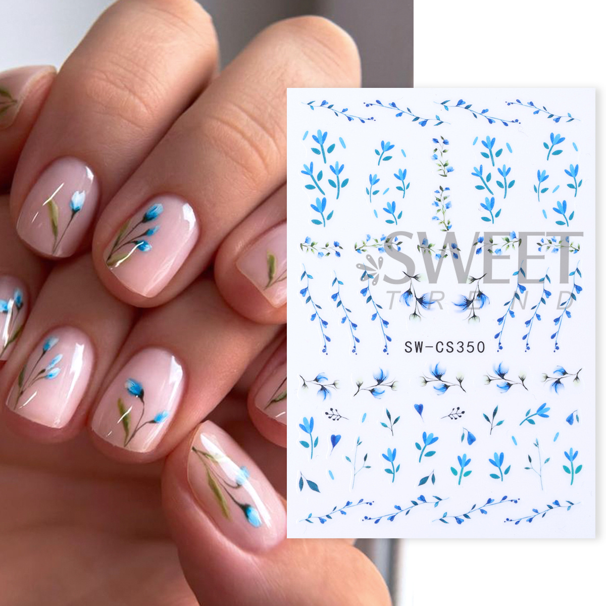 3pcs Summer Vine Flowers Nails - Nail Art Simple Elegant บทวิจารณ์และราคา